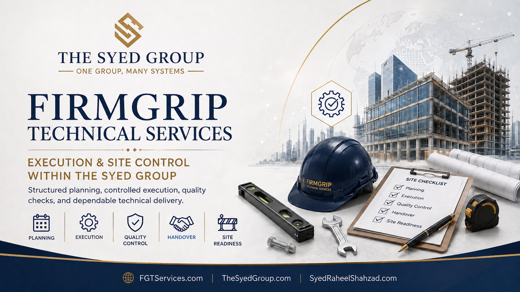 Quality Assurance Before Handover: How FirmGrip Finds Problems While They Can Still Be Corrected — corporate featured image for FirmGrip Technical Services and The Syed Group