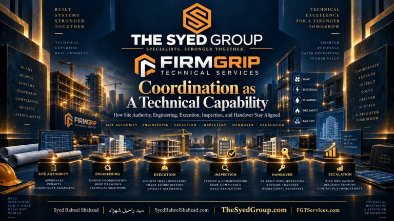 FirmGrip Technical Services site authority across engineering, execution, inspection, handover and escalation within The Syed Group