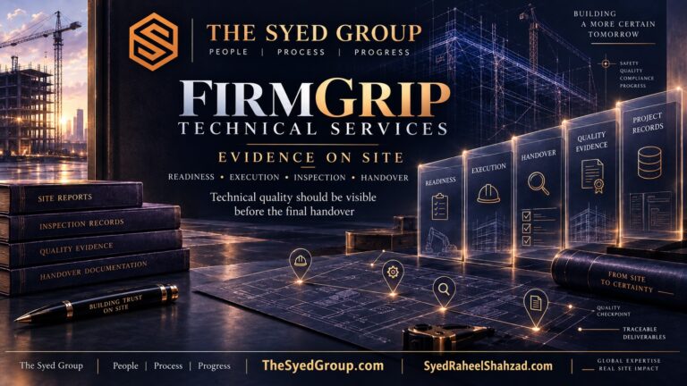FirmGrip Technical Services image showing readiness, execution, inspection, handover and project records within The Syed Group ecosystem