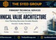 FirmGrip Technical Services within The Syed Group Technical Value Architecture showing planning, execution, quality and handover